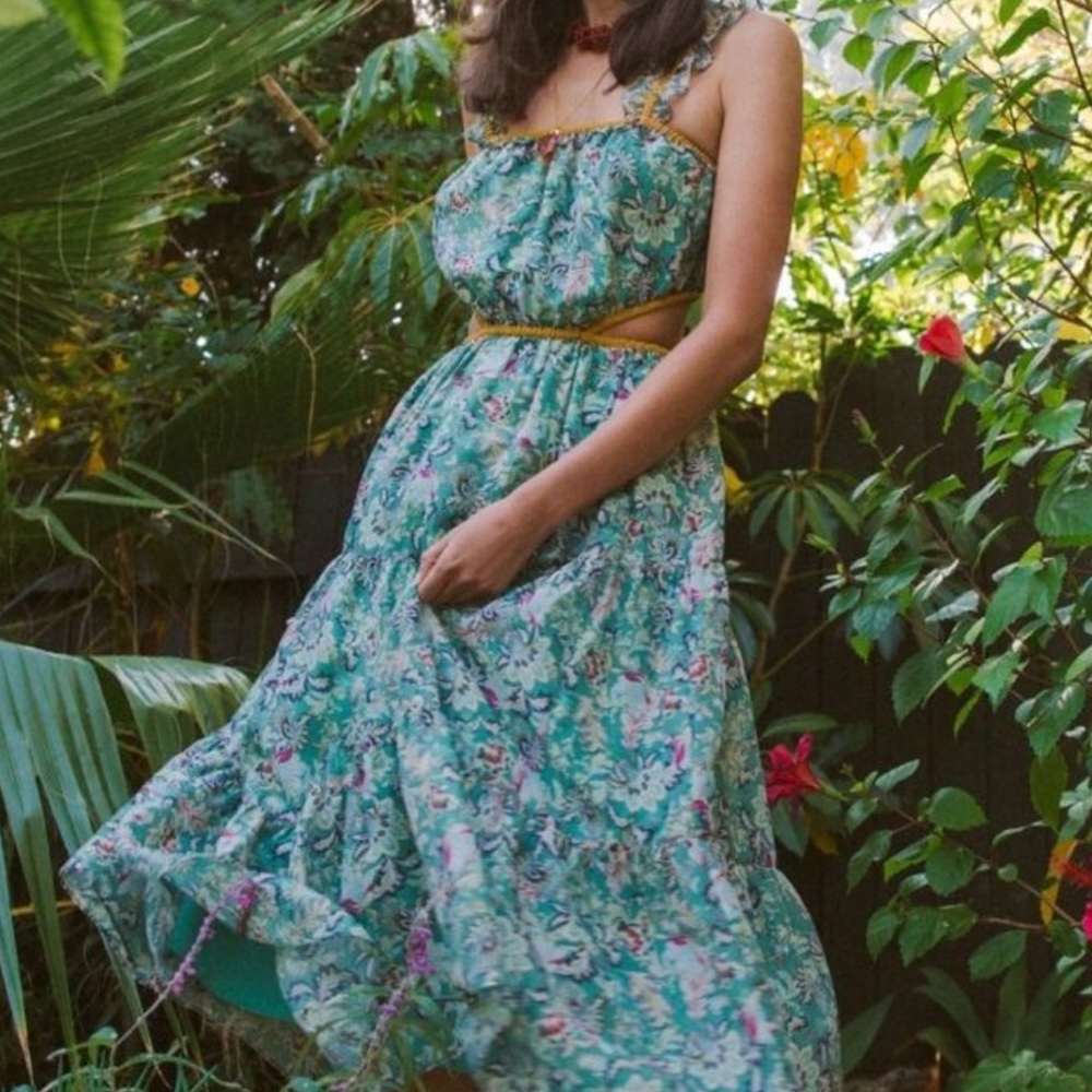 Current Air Green Floral Midi Dress